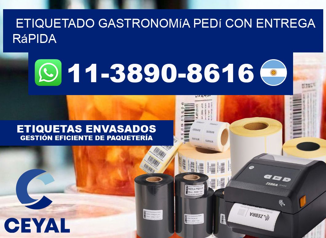 Etiquetado gastronomía Pedí con entrega rápida