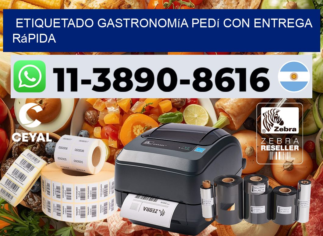 Etiquetado gastronomía Pedí con entrega rápida