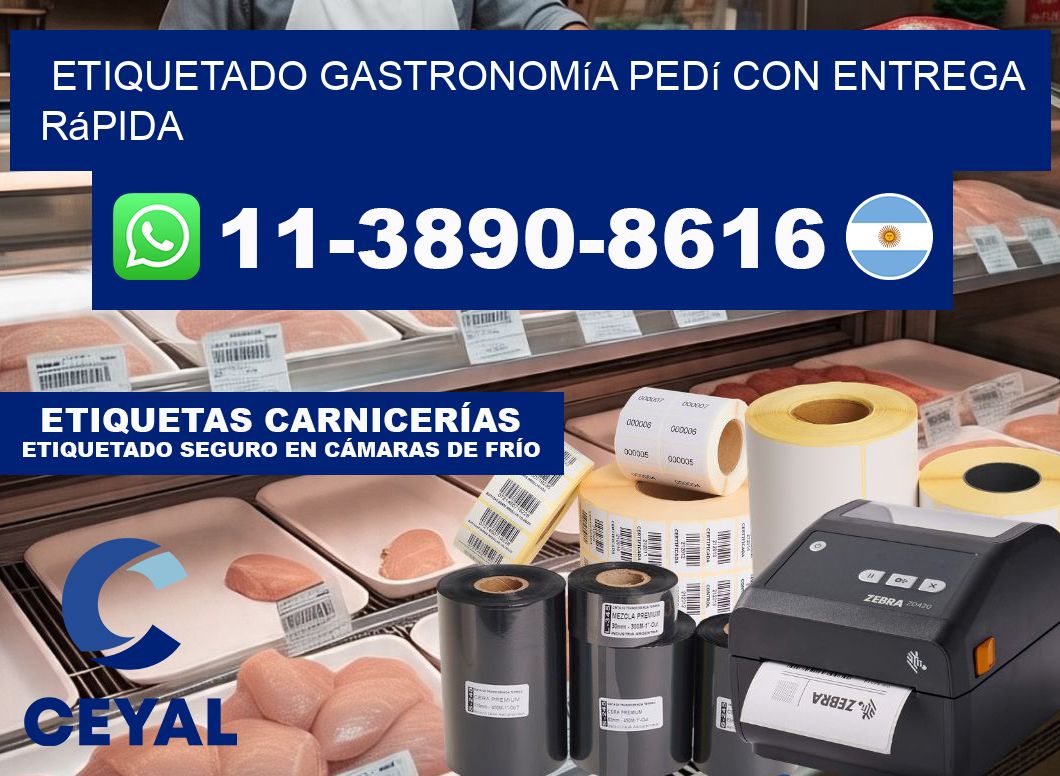 Etiquetado gastronomía Pedí con entrega rápida