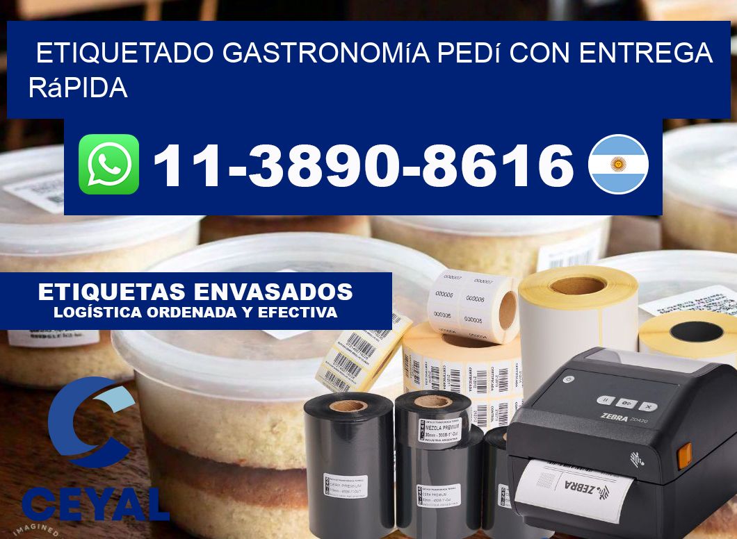 Etiquetado gastronomía Pedí con entrega rápida