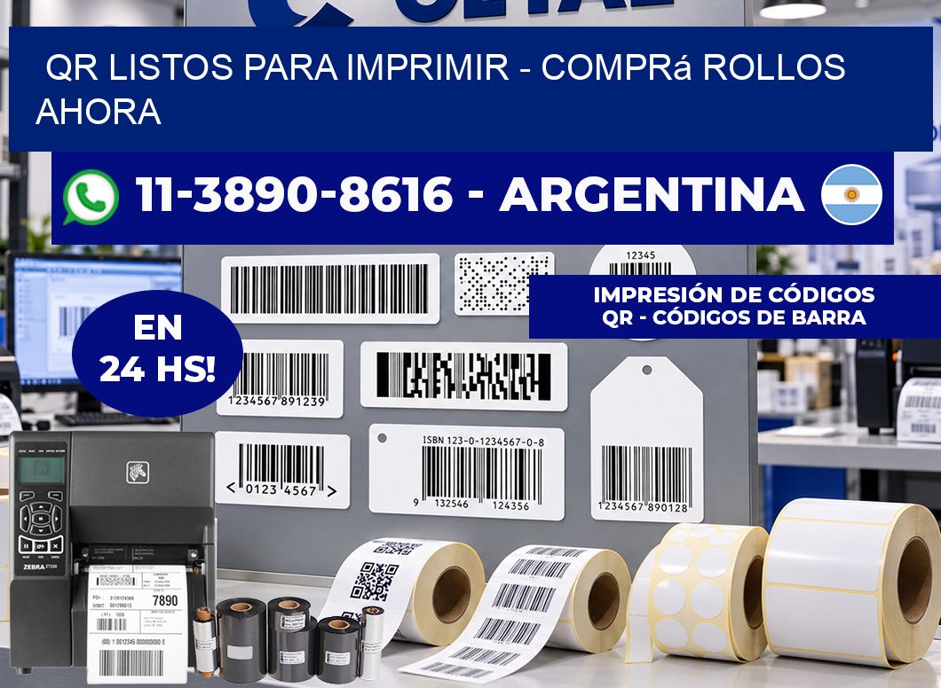 QR Listos para Imprimir - Comprá rollos ahora