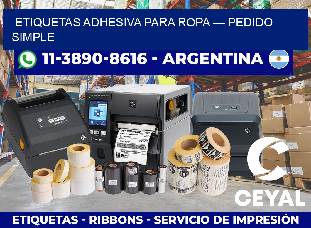 etiquetas adhesiva para ropa — Pedido simple